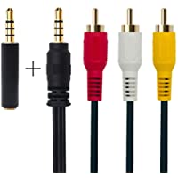 Cable de vídeo AV de 3-5 mm a RCA para iPod- MP3-PC- 3-5 mm a RCA Macho a RCA estéreo Audio Video Macho Cable AUX 3.5…